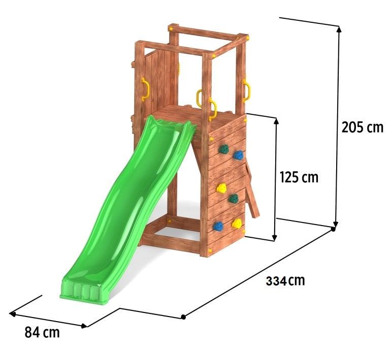 Spielturm TipTop mit Rutsche Leiter und Kletterwand, Klettergriffen, Bodenanker - Kletterling – einfach Kind sein